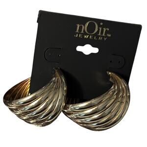 nOir Gold Toned Chunky Rippled Hoop Earrings